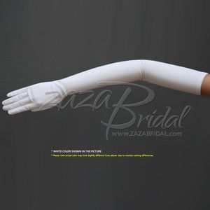 23.5″ Long Stretch Dull Matte Satin Gloves Opera Length / No Shine, Elegant Look